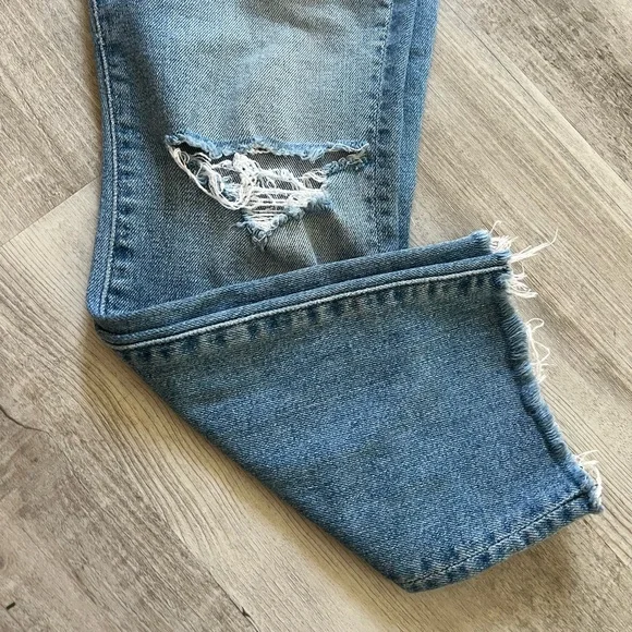 MOTHER High Waisted Looker Ankle Fray “Shoot to Thrill Destroyed” - Size 27 - Picture 2 of 9